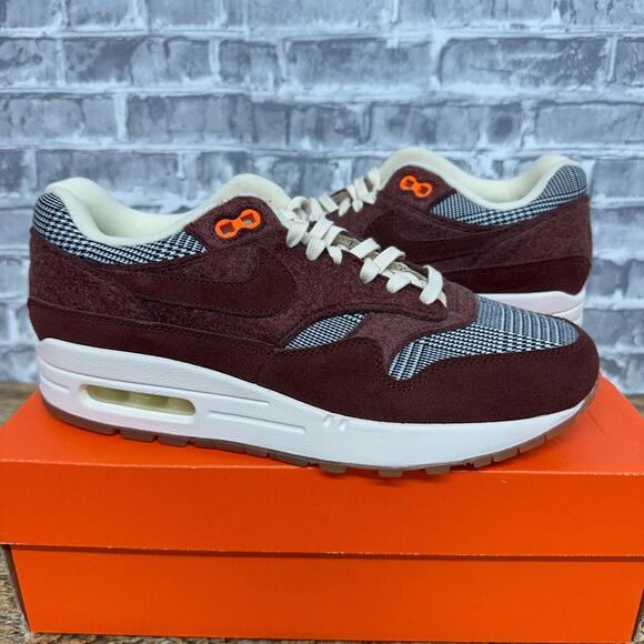 Nike Air Max 1 Houndstooth 2019 Bronze Eclipse Orange CT1207-200 Mens Size 6 New - Picture 2 of 7
